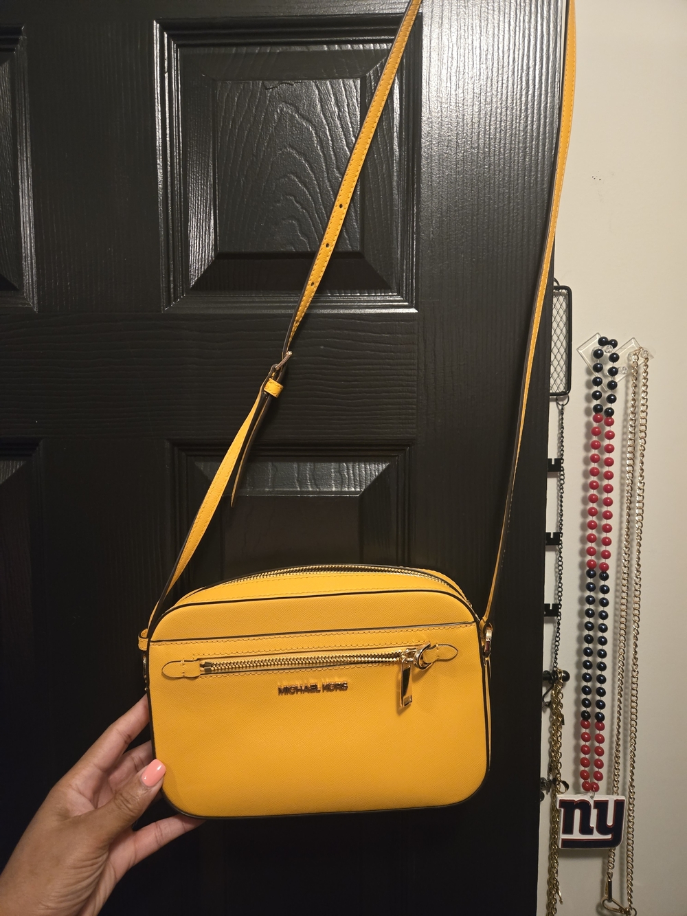 MICHAEL KORS Yellow Leather Crossbody Camera Bag